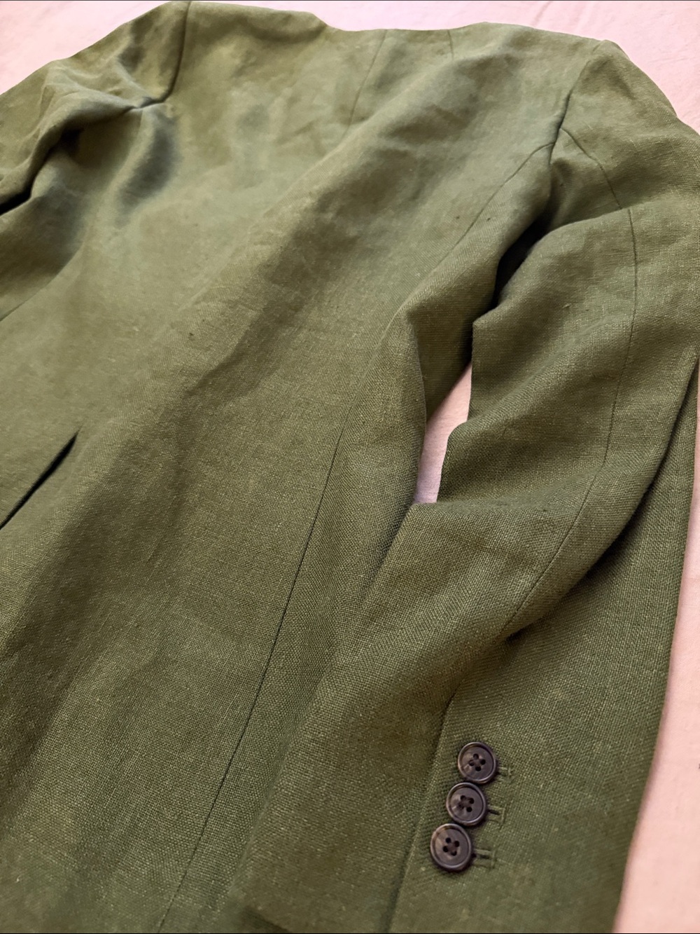 J.Crew Olive Green Womens Linen Tailored Blazer Jacket size 4 - Picture 10 of 13